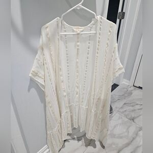 NWOT Lucky Brand Cream and Tan Open Cardigan